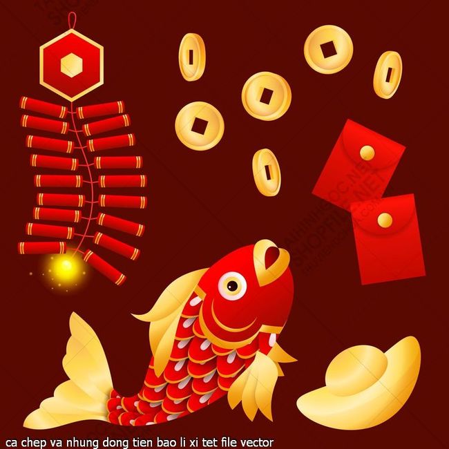 ca chep va nhung dong tien bao li xi tet file vector